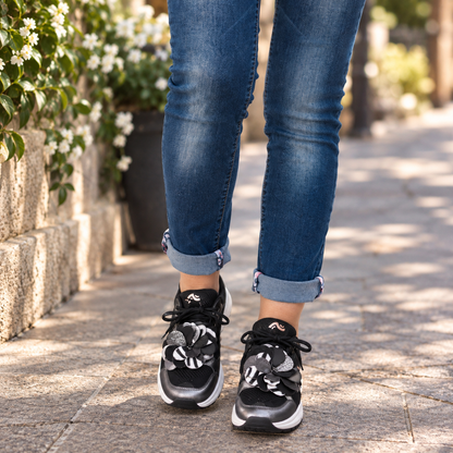 Black, Silver & Zebra Leather Flower Sneaker Charms – REBEL BLOOM