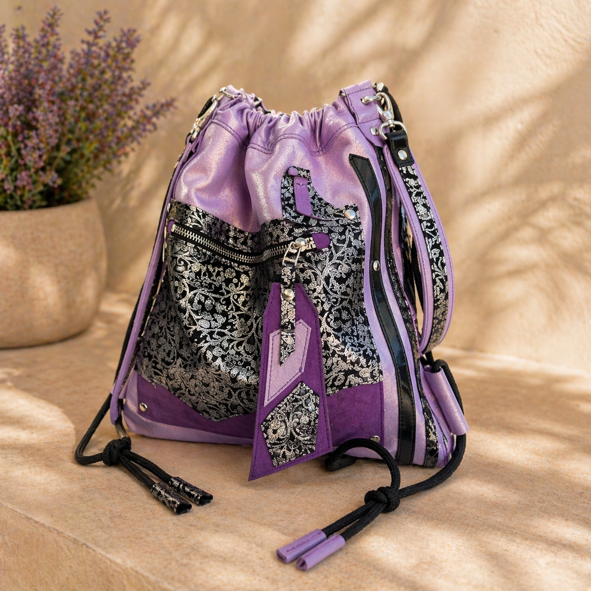 Purple Italian Leather Convertible Backpack – CITY NOMAD