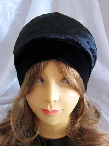 Winter Beanies for Women,Black Velvet Beanie Hat for Women