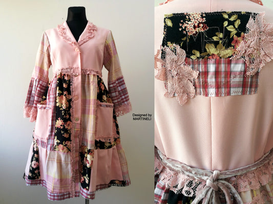 Pink Duster Dress,M/L Summer Jacket Dress