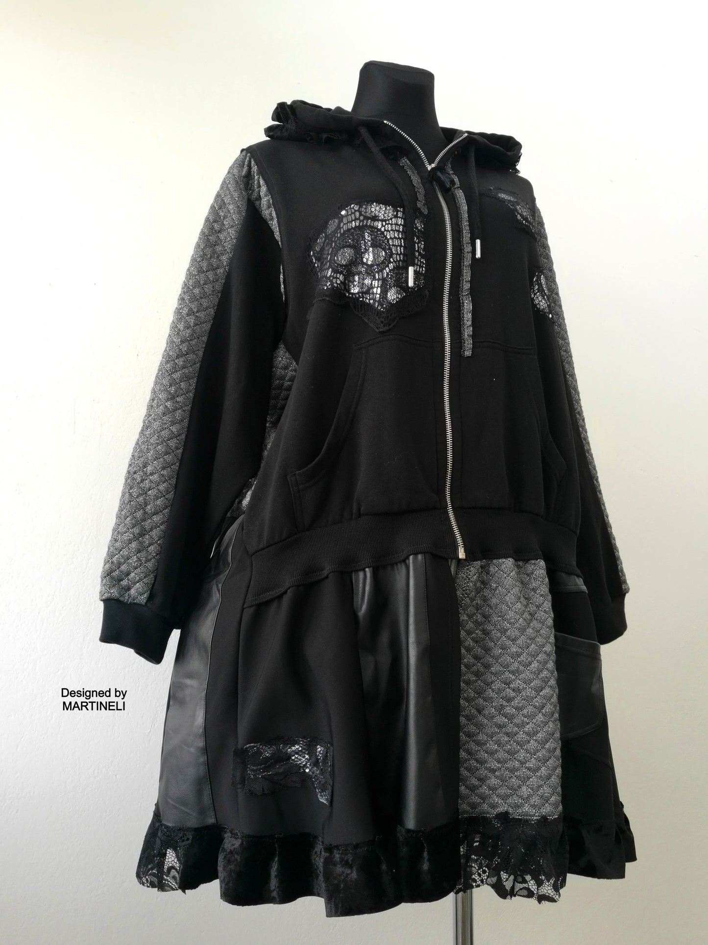 Plus Size Hooded Coat,4XL Black Gothic Duster Dress