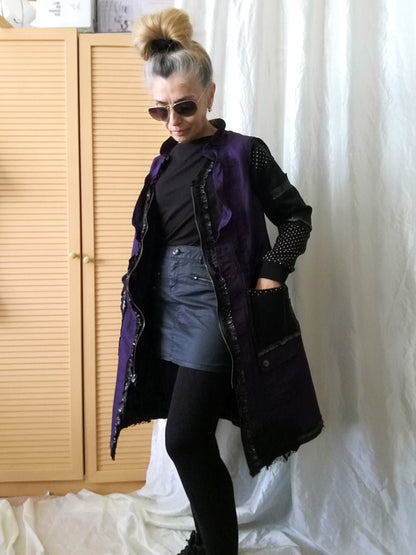 Purple Duster Coat,M/L Long Zipper Jacket