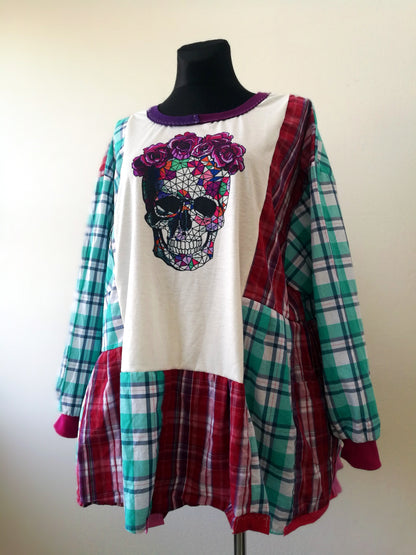 Plus Size T-Shirt Dress,5XL Maxi Skull Dress