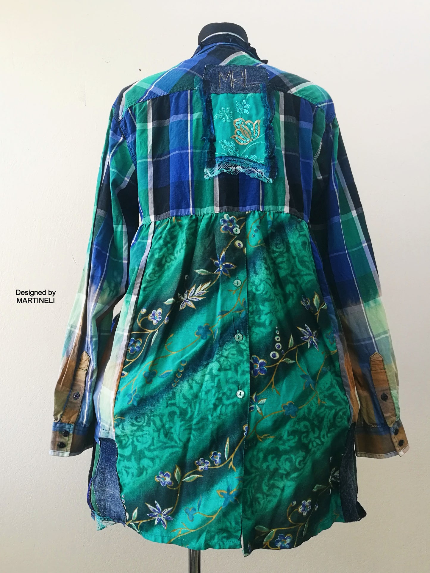 Green Duster Dress,L/XL Embroidered Jacket Dress