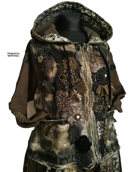 Plus Size Linen Coat,3XL/4XL Boho Style Hooded Maxi Coat
