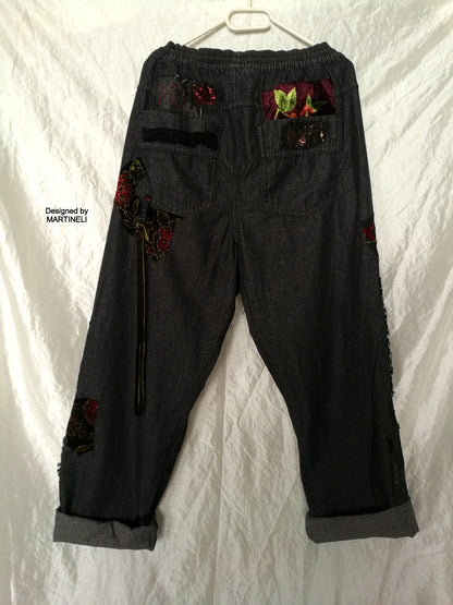 Plus Size Embroidered Jeans 2XL Boho Wide Leg Denim Pants