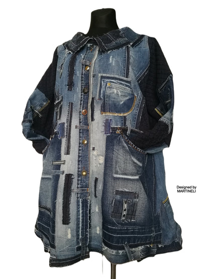 Plus Size Denim Jacket 3X/4X Boho Style Distressed Denim Jacket