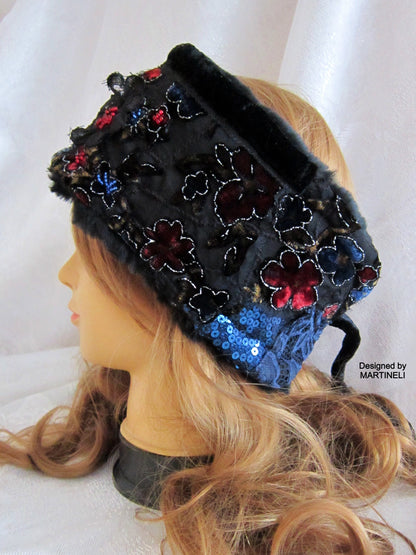 Winter Headband for Women,Black Faux Fur Headband