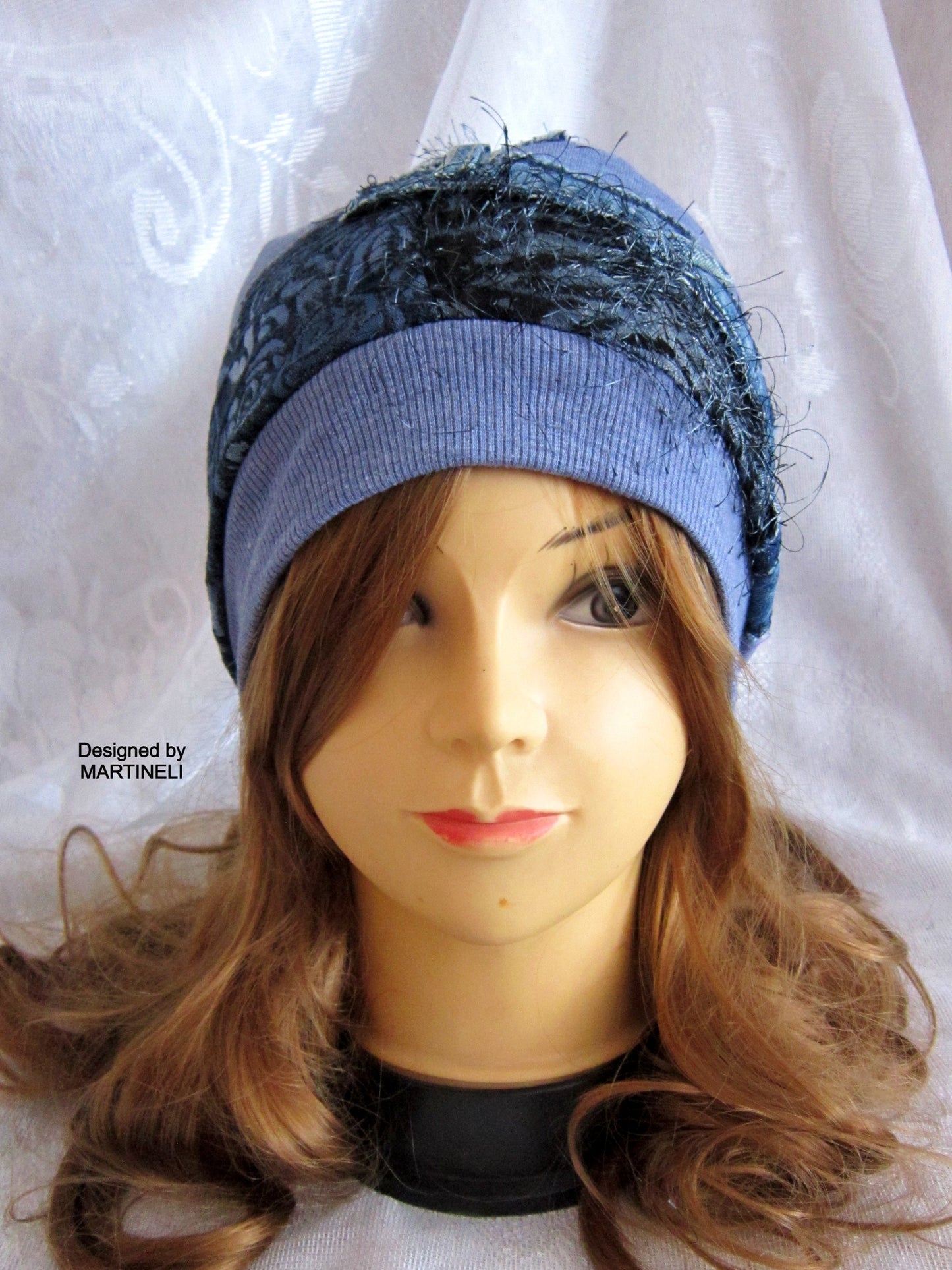 Beanies for Women, Blue Cotton Beanie,Warm Winter Hat for Women