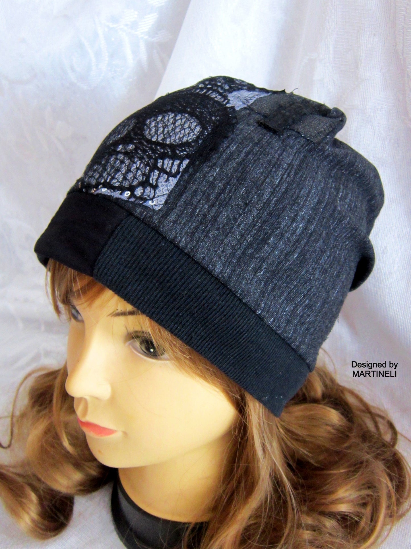 Beanie Hat for Women,Gray Skull Beanie Hat