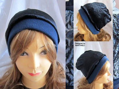 Beanies for Women,Blue Denim Beanie,Warm Winter Hat