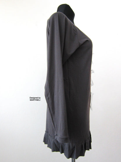 Gray Short Cotton Dress M/L Casual Prom Sequins Dress