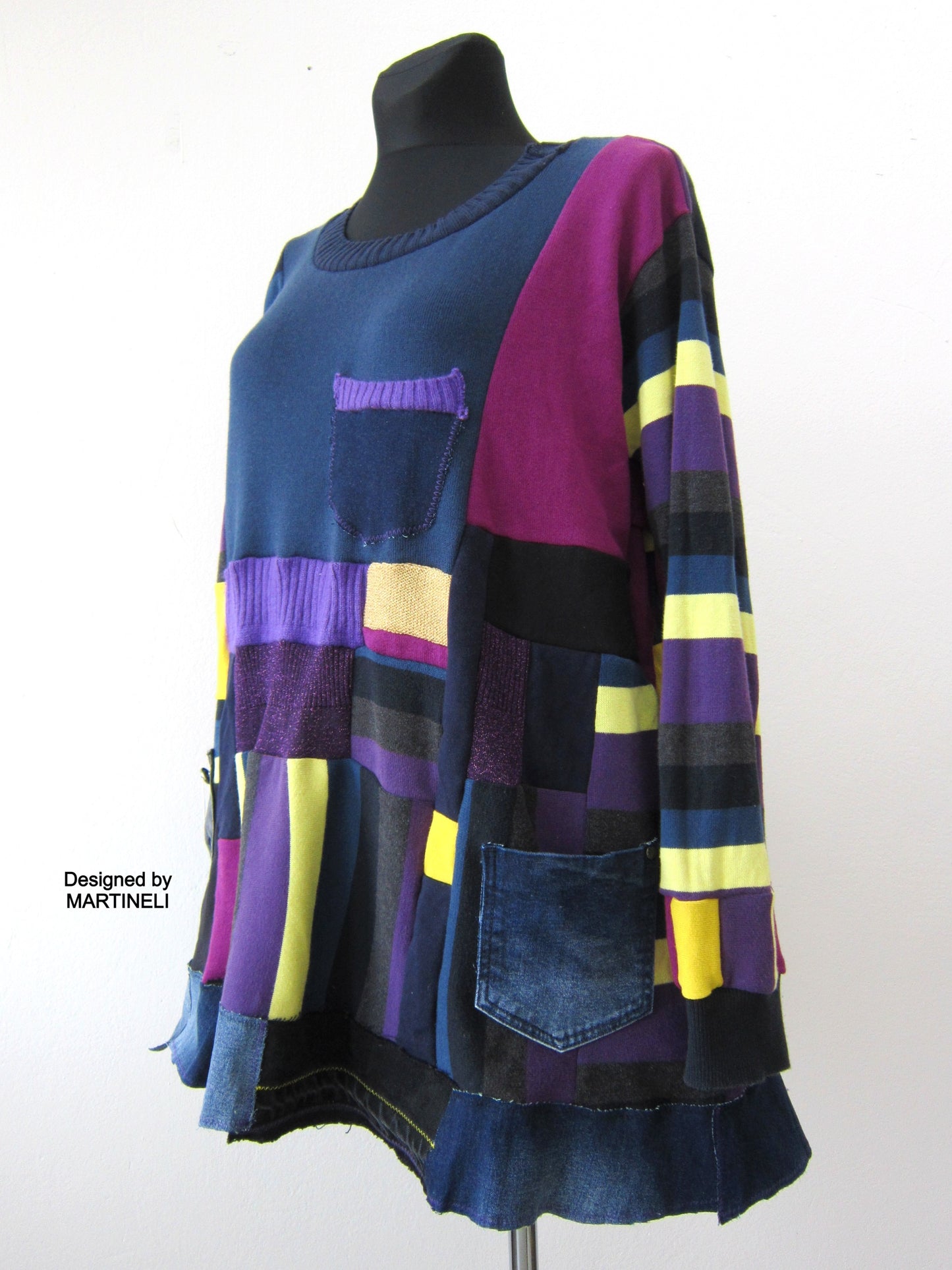 Plus Size Dresses for Women,3X Purple Patchwork Sweater Dress