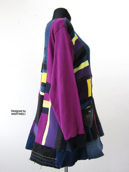 Plus Size Dresses for Women,3X Purple Patchwork Sweater Dress