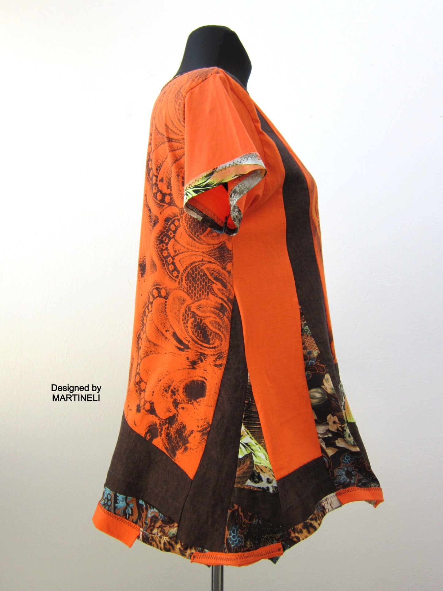 Short Orange Dress,M/L Summer Linen Tunic Top for Women