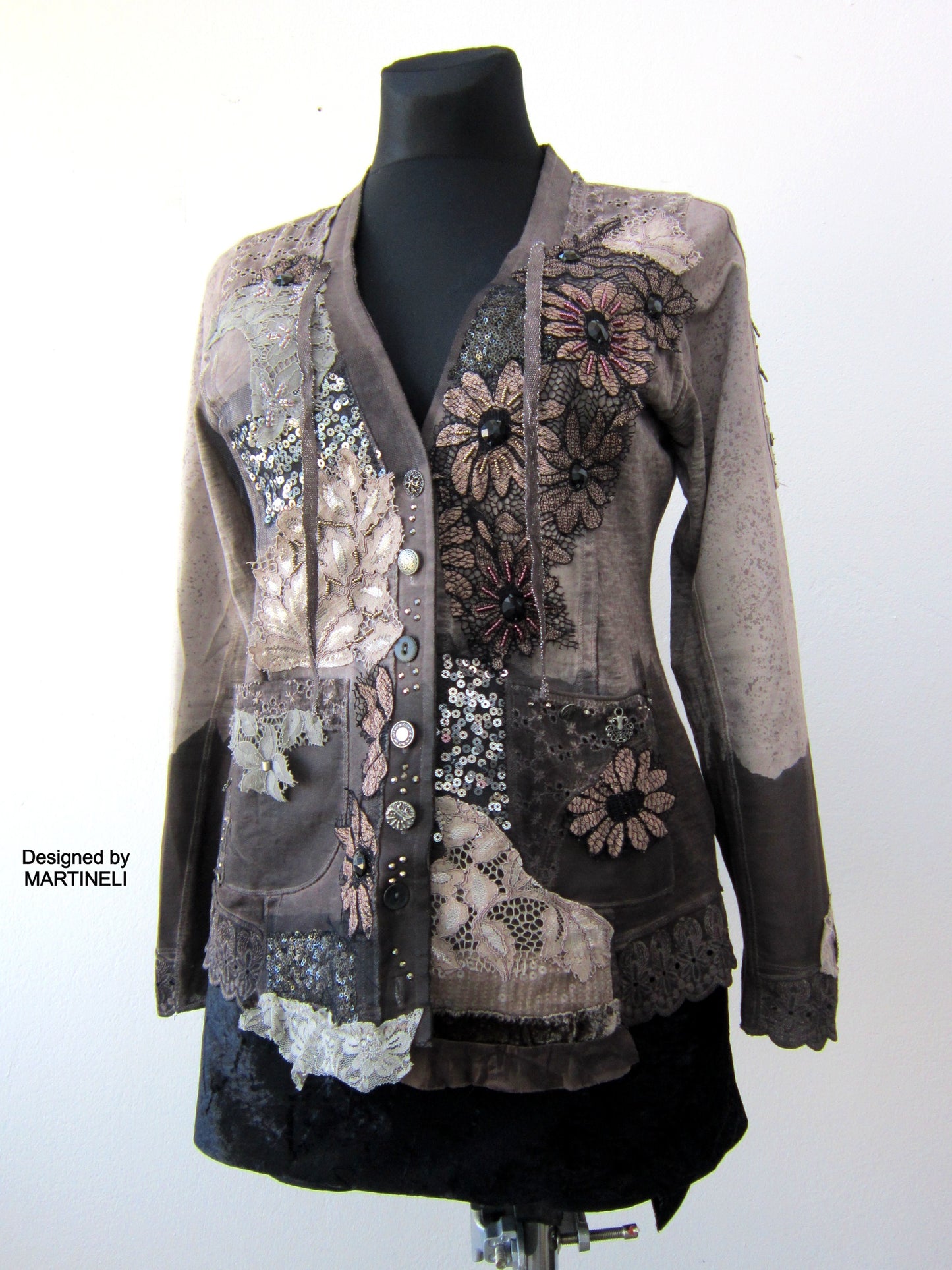 Beige Embroidered Jacket,M Boho Chic Shirt for Women