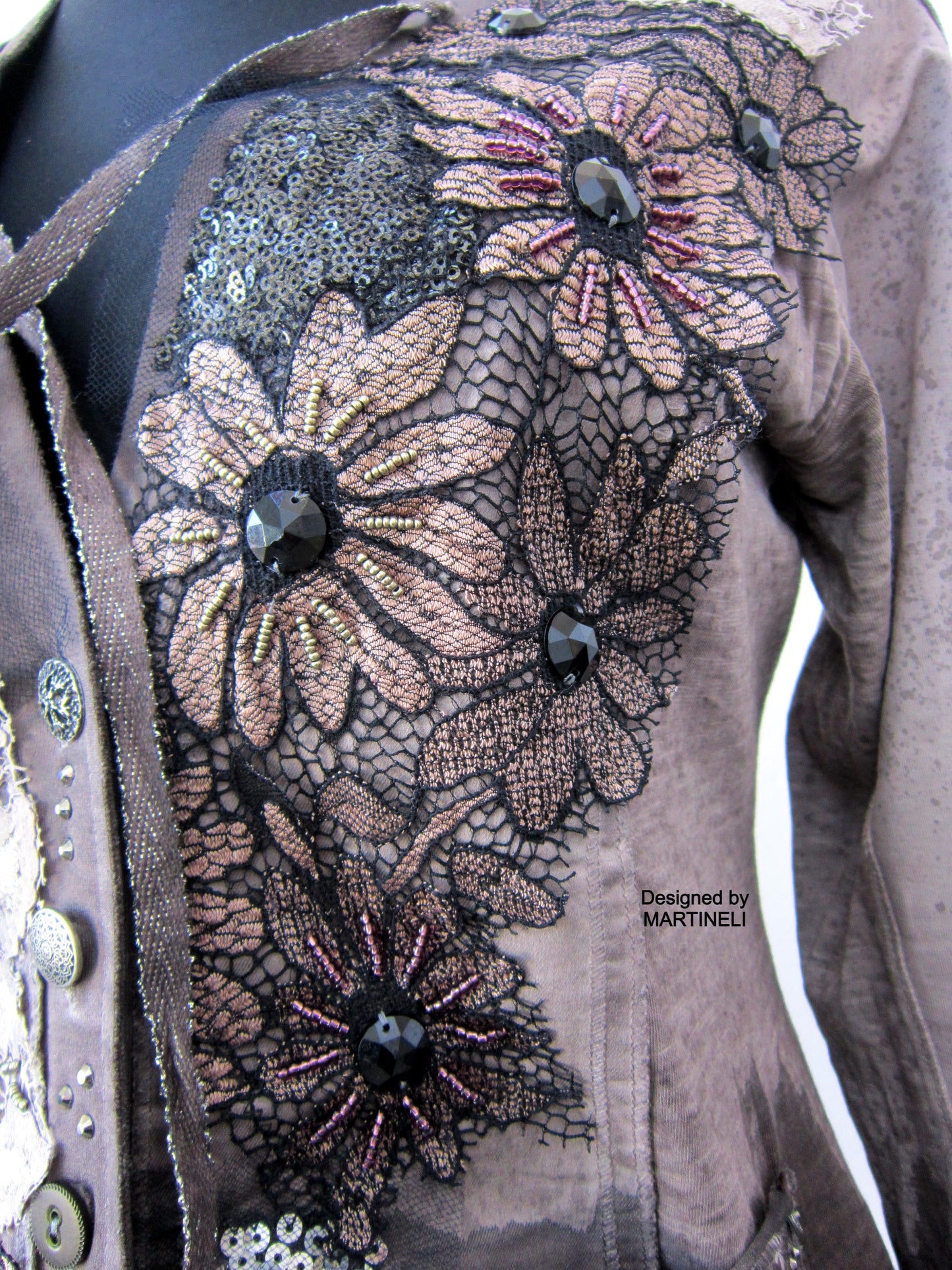 Beige Embroidered Jacket,M Boho Chic Shirt for Women