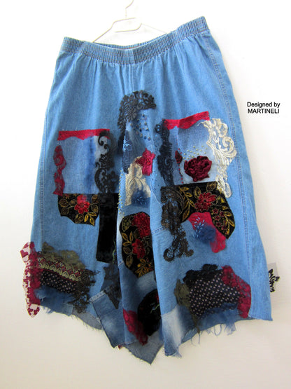 Plus Size Long Denim Skirt XL/2XL Boho Style Denim Skirt