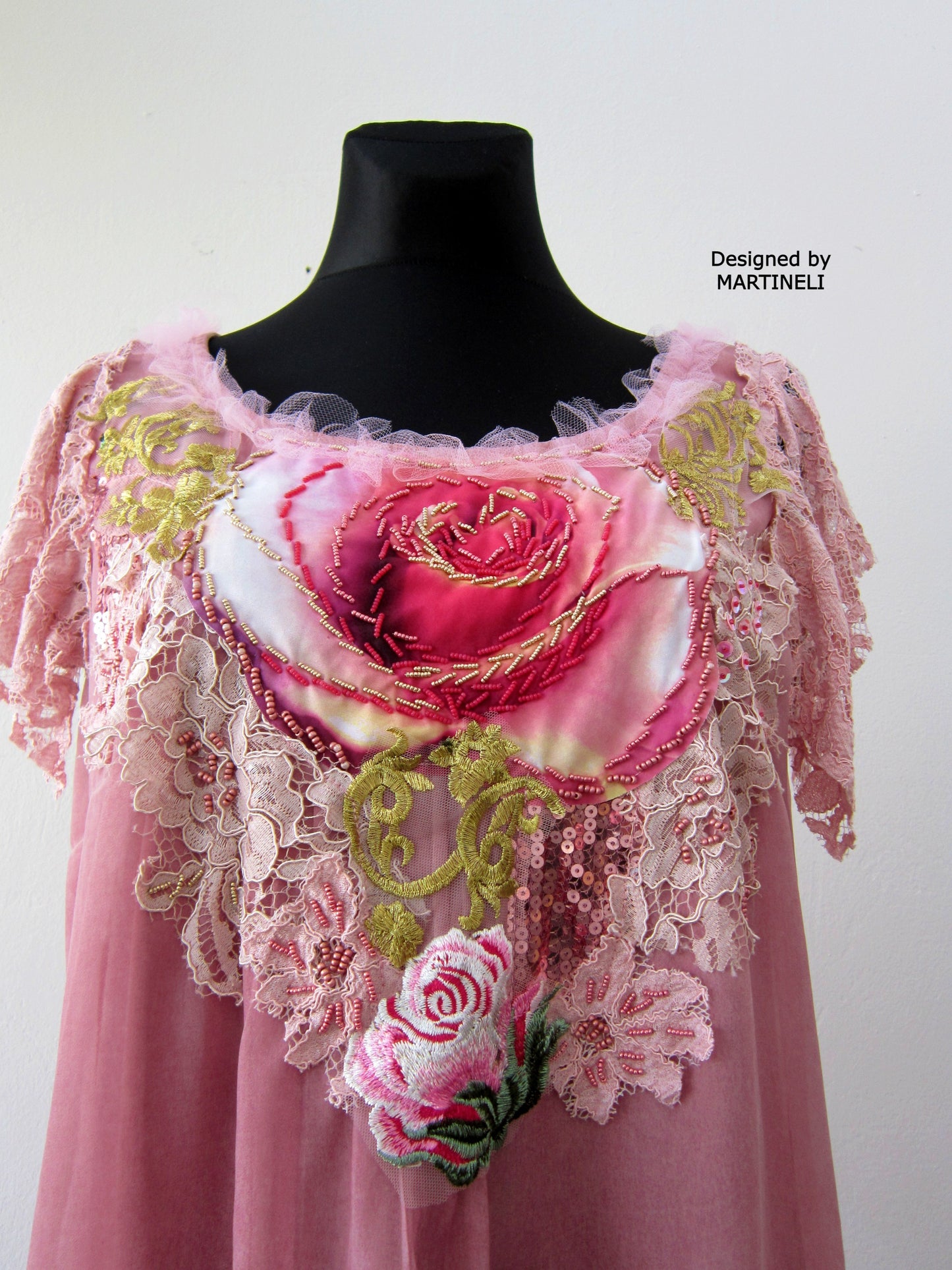 Pink Summer Dress for Women,Boho Embroidered Midi Dress