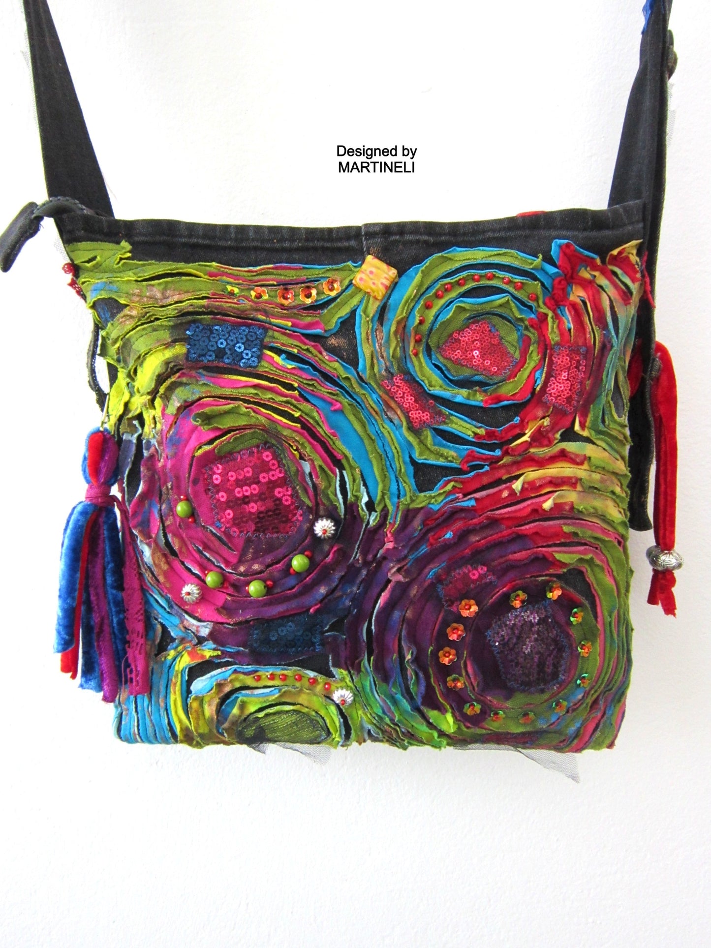 Large Denim Messenger Bag Tassel Bag For Women