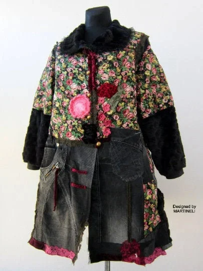 Plus Size Long Denim Jacket,2XL Oversized Gypsy Floral Coat