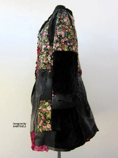 Plus Size Long Denim Jacket,2XL Oversized Gypsy Floral Coat