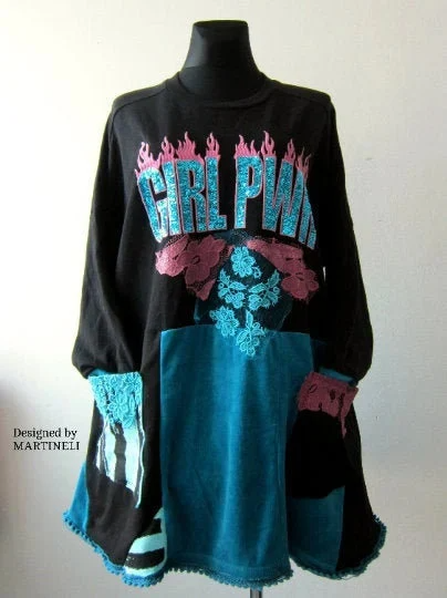 Plus Size Sweatshirt Dress,3XL Embroidered Maxi Top