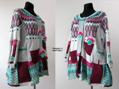 Plus Size Knit Cardigan 2XL Boho Maxi Gray Cardigan Dress
