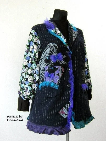 Plus Size Wool Sweatshirt Jacket,3XL Embroidered Jacket Coat