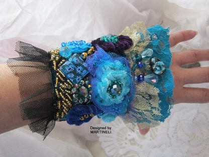 Blue Lace Bracelet Cuff Bracelet,Statement Beaded Bracelet